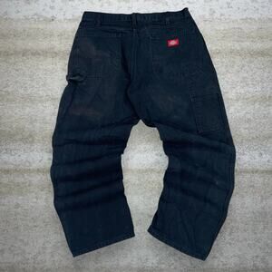 Vintage 90s Dickies Carpenter Pants 36x30 Baggy Wide Leg Black Canvas Dungarees